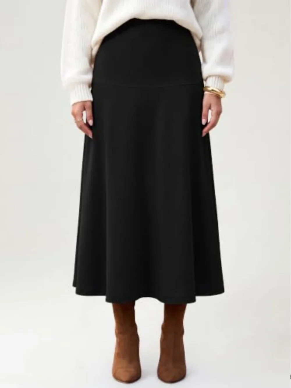A-Line High Waist Midi Skirt Pleated Flowy Swing